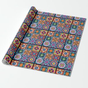 Farbige Mosaikfliesen mit Blume 8 Geschenkpapier