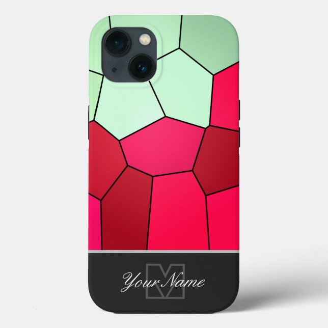 Farbige Mosaikfliesen mit Monogram! Case-Mate iPh iPhone Hülle (Rückseite)