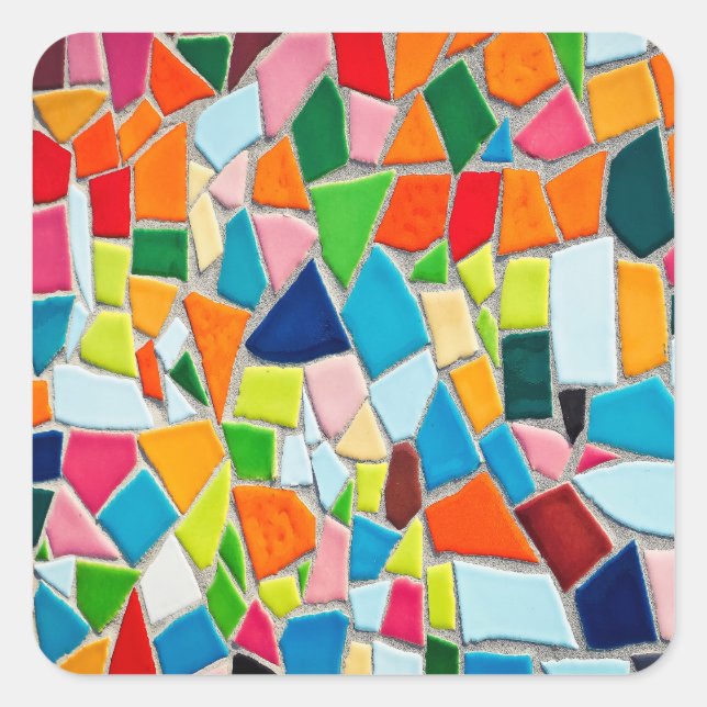 Farbige Mosaikfliesen Quadratischer Aufkleber (Vorderseite)