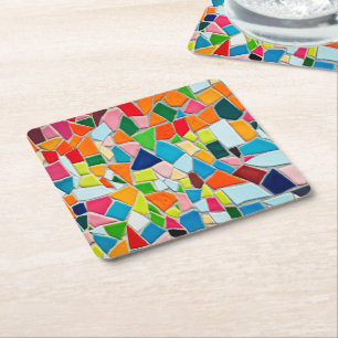 Farbige Mosaikfliesen Rechteckiger Pappuntersetzer