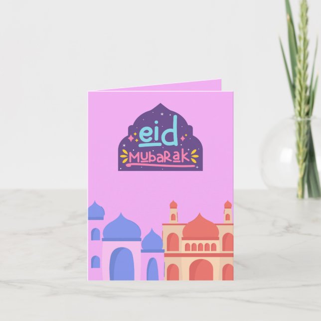 Farbige Moschee Eid Mubarak Eid Card Einladung (Vorderseite)