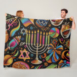 Farbige Motive Hanukkah Menorah Fleecedecke<br><div class="desc">Farbige Motive Hanukkah Menorah</div>