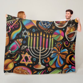 Farbige Motive Hanukkah Menorah Fleecedecke
