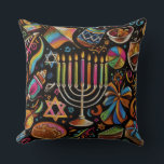 Farbige Motive Hanukkah Menorah Kissen<br><div class="desc">Farbige Motive Hanukkah Menorah</div>