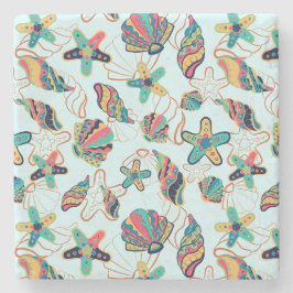 Farbige Muschelmuster Steinuntersetzer