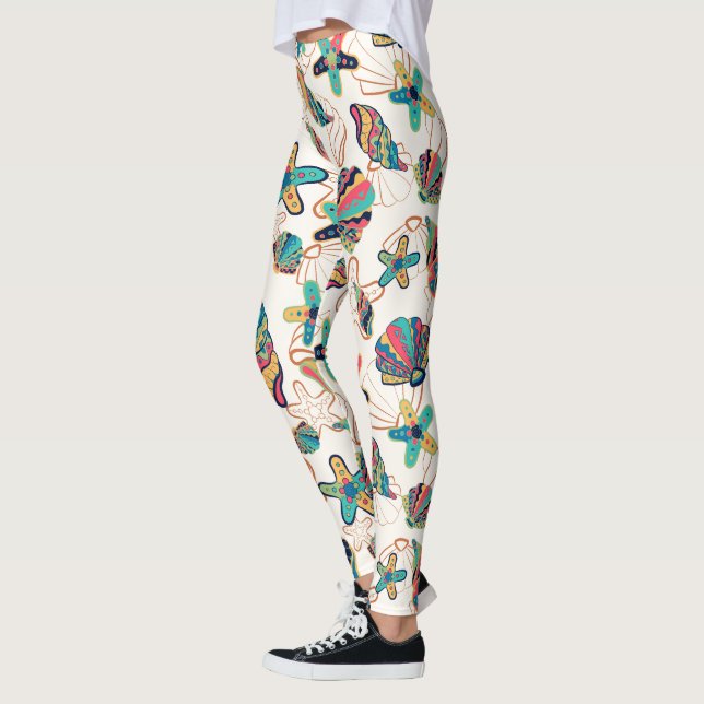 Farbige Muscheln - nahtloses Muster Leggings (Links)