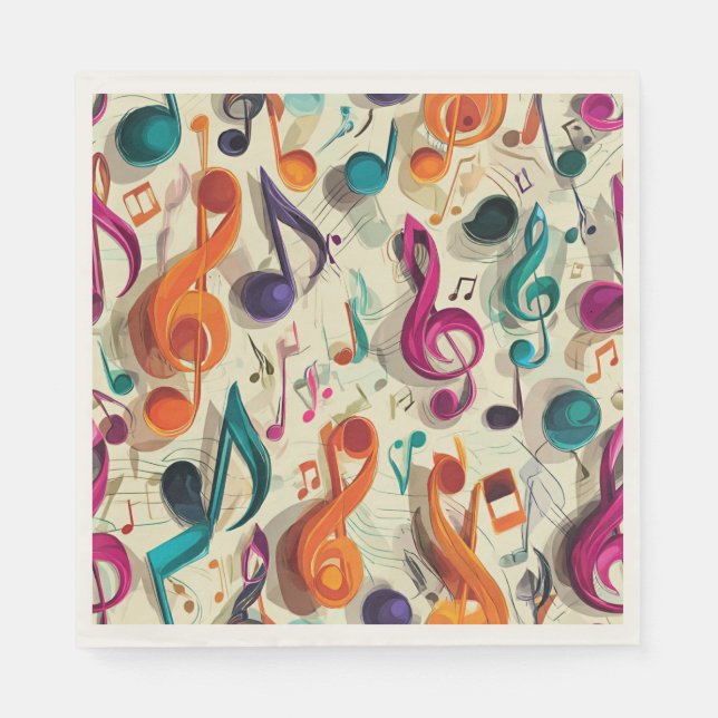 Farbige Musik Muster Serviette (Vorderseite)