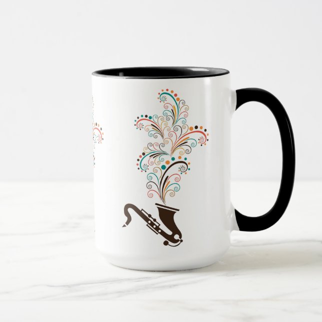Farbige Musik Saxophon & Wirbel der Blumen Tasse (Rechts)