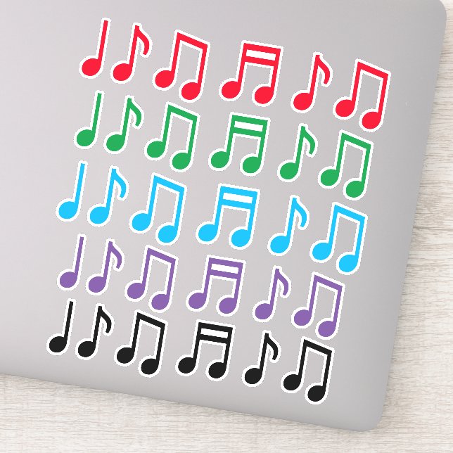 Farbige Musikalische Notensymbole Aufkleber (Detail)