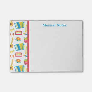 Farbige Musikinstrumente für Kinder Post-it Klebezettel