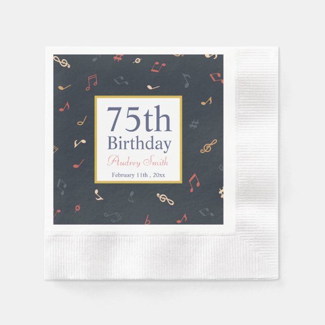 Farbige Musiknote Geburtstag Serviette (Vorderseite)
