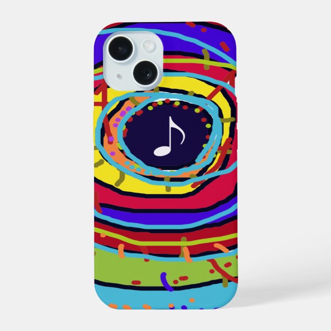 Farbige Musiknote iPhone 15 Hülle (Rückseite)