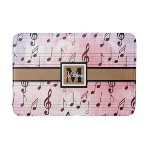 Farbige Musiknote Musician Monogram Badematte