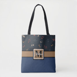 Farbige Musiknote Musician Monogram Tasche