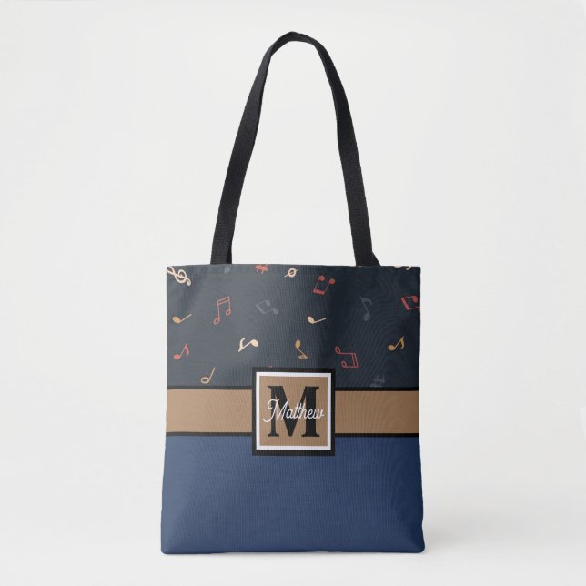 Farbige Musiknote Musician Monogram Tasche (Vorderseite)