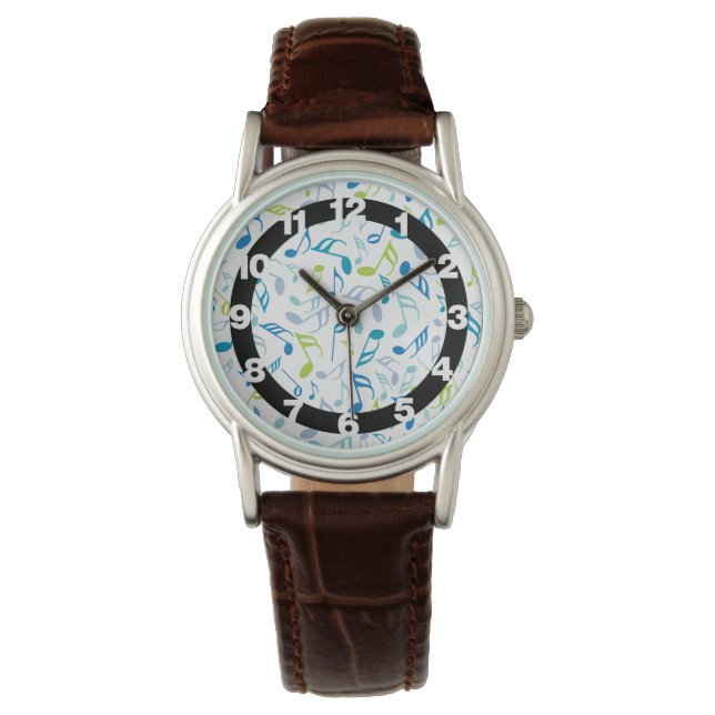 Farbige Musiknoten Armbanduhr (Vorderseite)