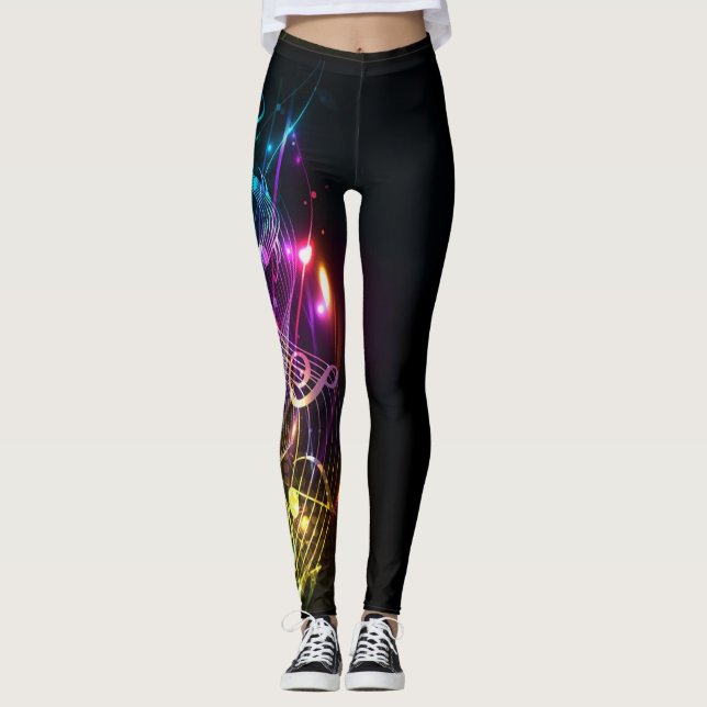 Farbige Musiknoten für Musikfans Leggings (Vorderseite)