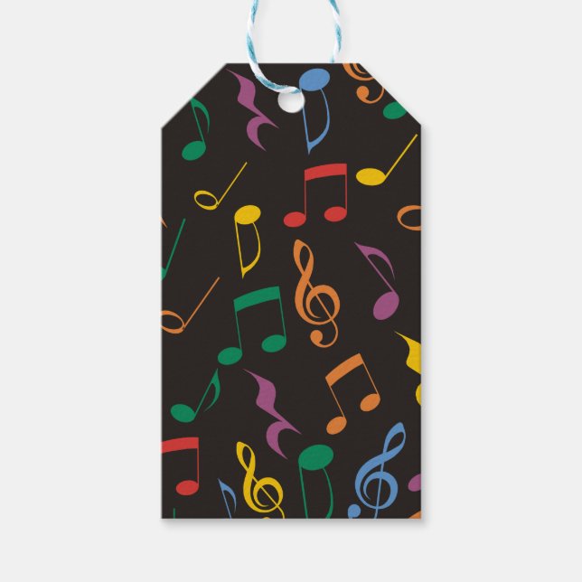 Farbige Musiknoten Geschenkanhänger (Vorderseite)