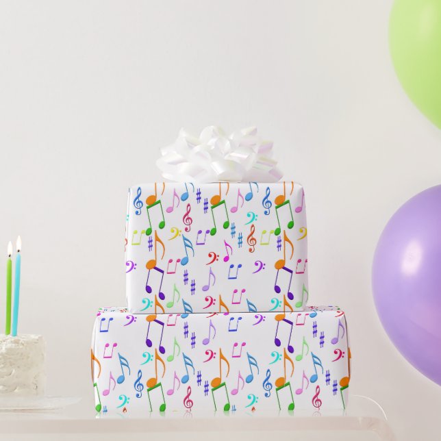 Farbige Musiknoten Geschenkpapier (Partygeschenke)
