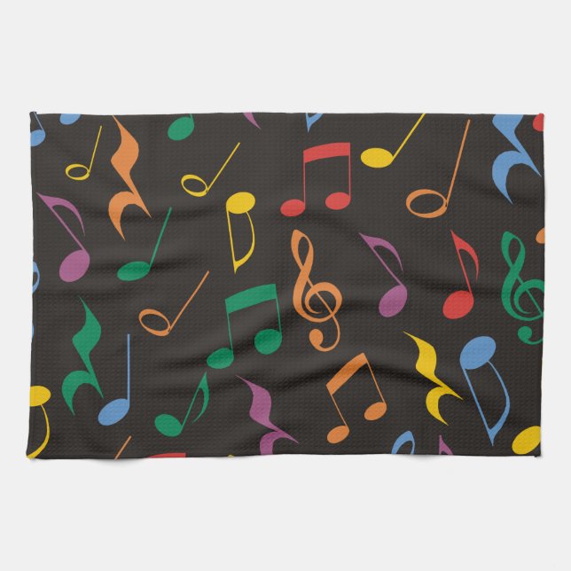 Farbige Musiknoten Handtuch (Horizontal)