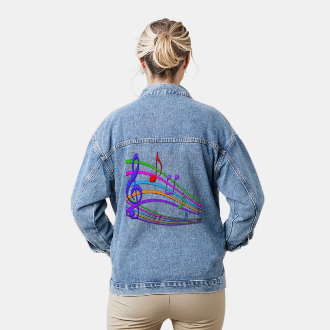Farbige Musiknoten Jeansjacke (Modell)