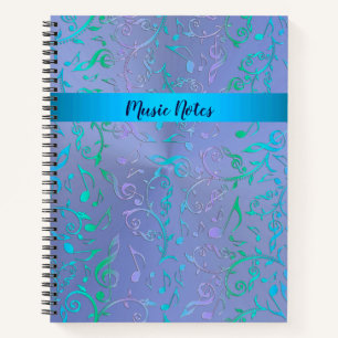 Farbige Musiknoten Metallische Lila Personalisiert Notizbuch