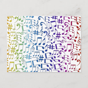 Farbige Musiknoten Musiker Musikliebhaber  Postkarte