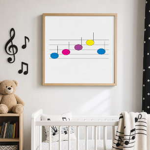 Farbige Musiknoten Musikliebhaber Poster