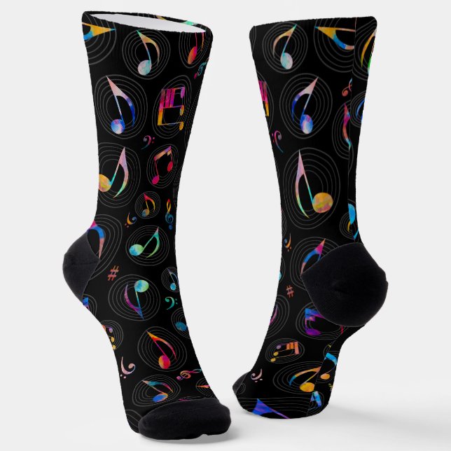 Farbige Musiknoten Muster Socken (Gewinkelt)