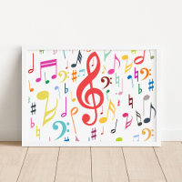 Farbige Musiknoten Poster