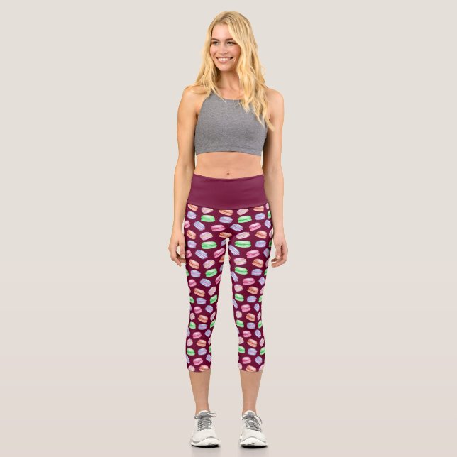 Farbige Muster Cookies Macarons Dessert Capri Leggings (Vorderseite)