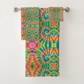 Farbige Muster Krawatte-Färbung Hippie Badhandtuch Set