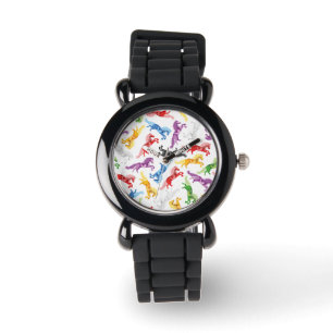 Farbige Muster springende Pferde Armbanduhr