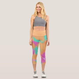 Farbige, mutige moderne künstlerische Muster Capri Leggings