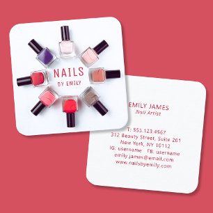 Farbige Nagellack Moderne Nageldesignerin Quadratische Visitenkarte