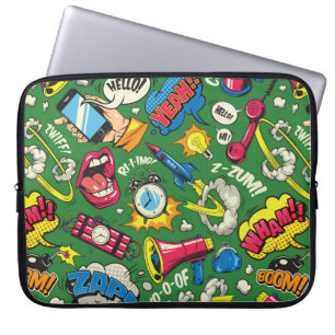 Farbige nahtlose Pop-Art-Muster mit Comic-Sprech Laptopschutzhülle