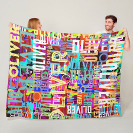 Farbige Namen Replizierte Art Muster Typografie Fleecedecke