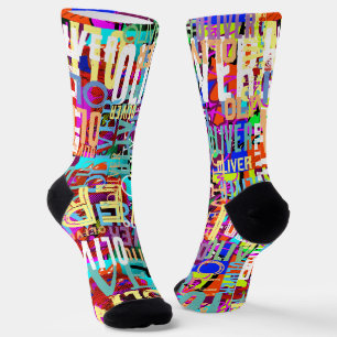 Farbige Namen Replizierte Art Muster Typografie Socken