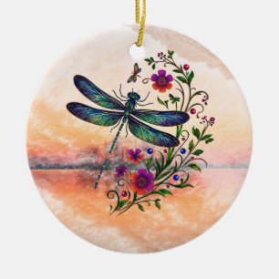 Farbige Natur Lebendige Libelle Florale Kunst Keramik Ornament