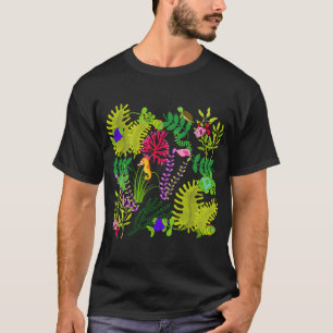 Farbige nautische Meereslebewesen Fischcollage T-Shirt