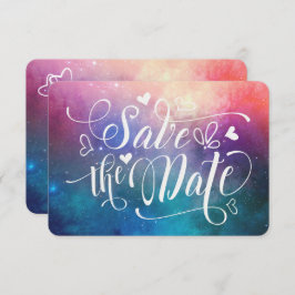 Farbige Nebula Typografie Save the Date Karte