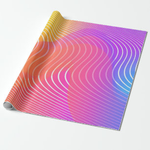 Farbige Neon-Abstrakte geometrische Wellenstreifen Geschenkpapier