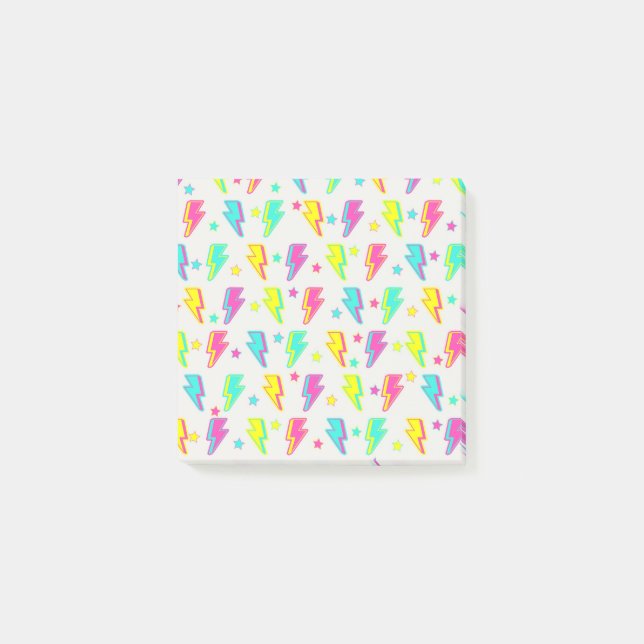 Farbige Neon-Blitz-Bold-Schule  Post-it Klebezettel (Vorderseite)