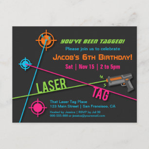 Farbige Neon-Boys-Laser-Tag-Birthday-Party Einladung