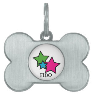 Farbige Neon-Stern-Trio-Personalisierung Tiermarke