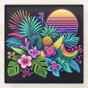 Farbige Neon-Tropen/Hawaii Glasuntersetzer