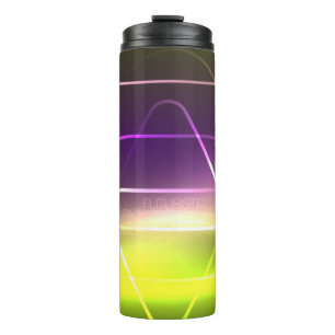 Farbige neonlichte Hintergrund mit abstraktem L Thermosbecher