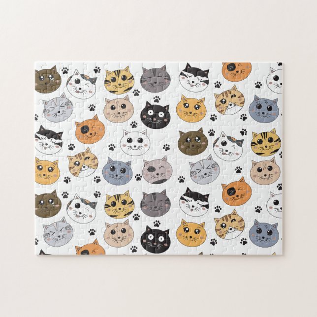 Farbige Niedliche Funny Cats & Paw Muster (Horizontal)