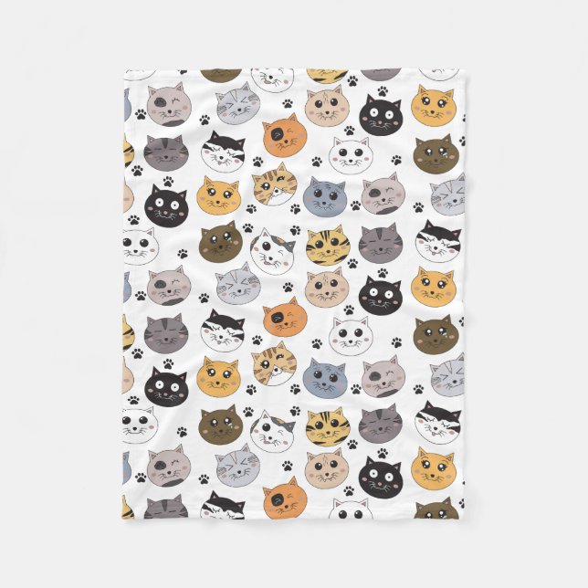 Farbige Niedliche Funny Cats & Paw Muster Fleecedecke (Vorderseite)