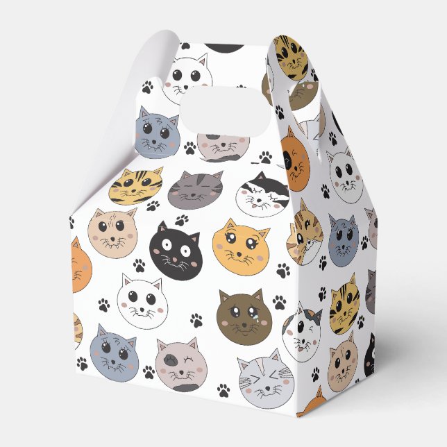 Farbige Niedliche Funny Cats & Paw Muster Geschenkschachtel (Vorderseite)